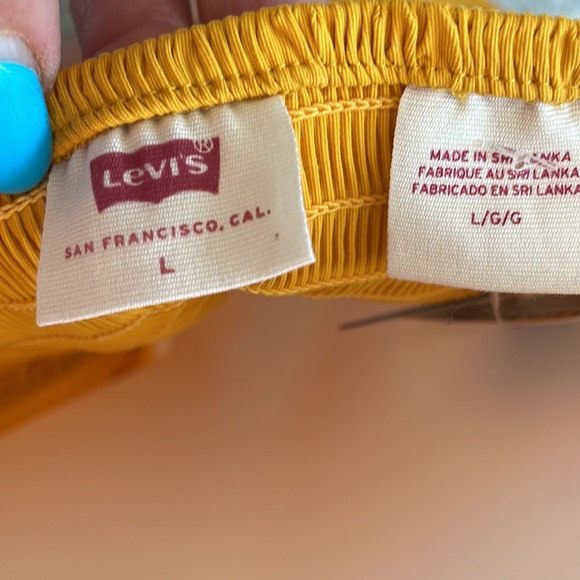 LEVI’S slight crop Junie Mutton Puff long sleeve blouse top Mustard size Large - Picture 9 of 12